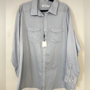 Calvin Klein Men's Shirt Blue Long Sleeve Button Up Slim Fit